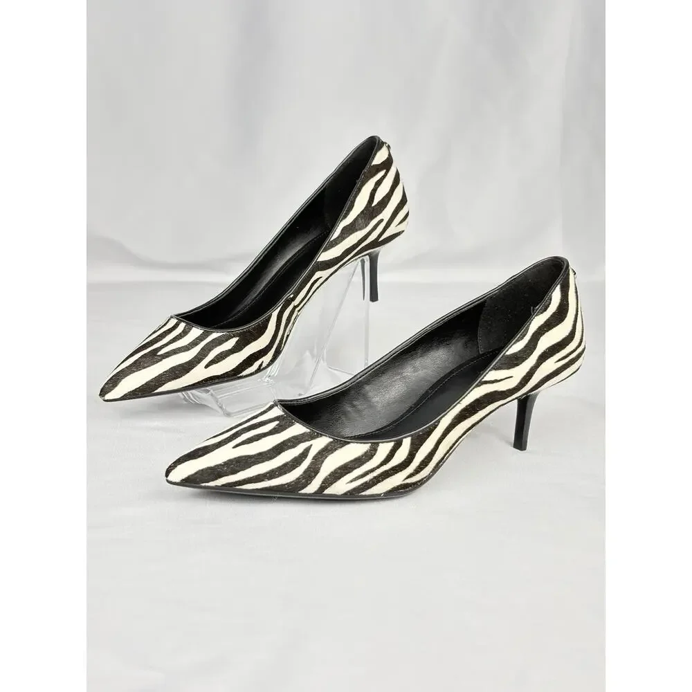 MICHAEL Michael Kors Zebra Calf Hair Kitten Heel Pumps Pointed Toe Women’s 6.5